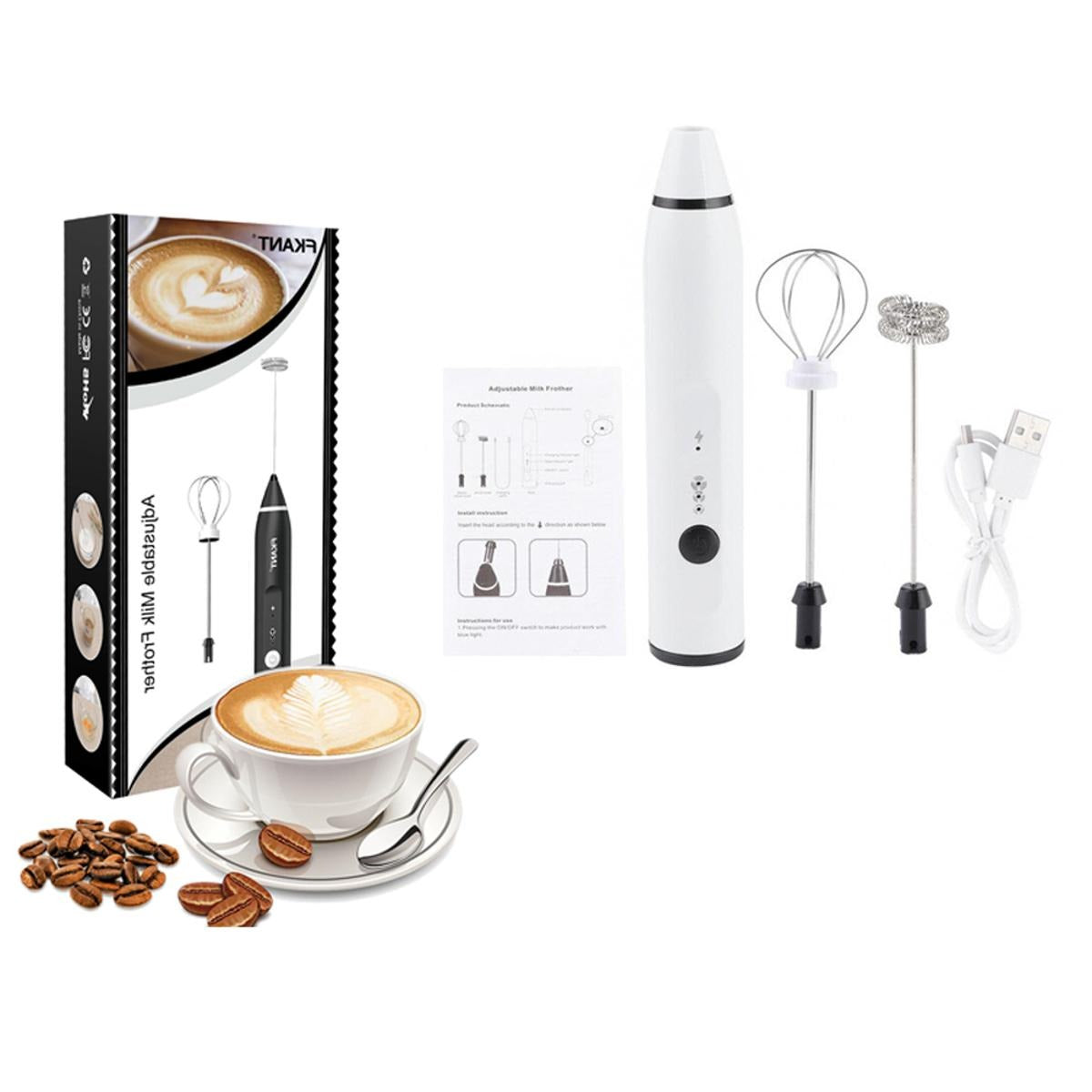 3 Modes USB Speed Adjustable Recharable Milk Frother Coffee and Egg Beater