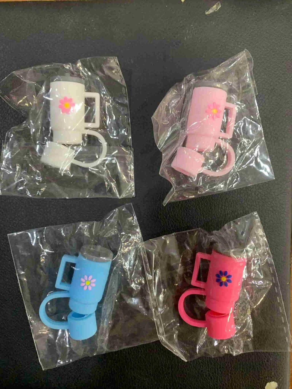 Random Colors & Designs Silicone Stanley Tumbler Straw Topper Cap